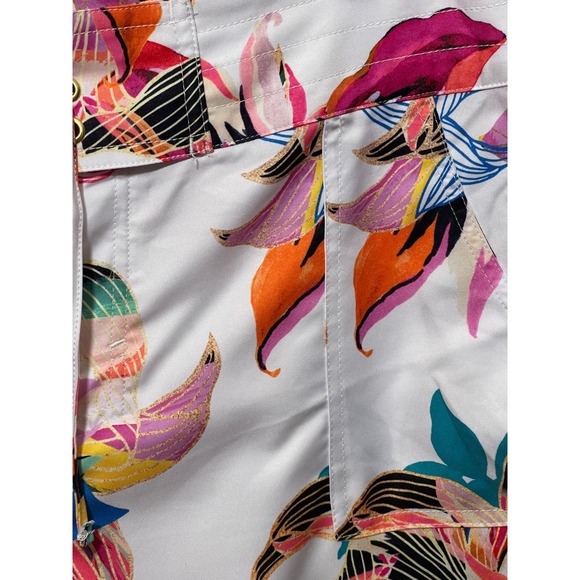 La Blanca White Tropical Floral Lace Up Mid Waisted Shorts Womens XL - Picture 3 of 9